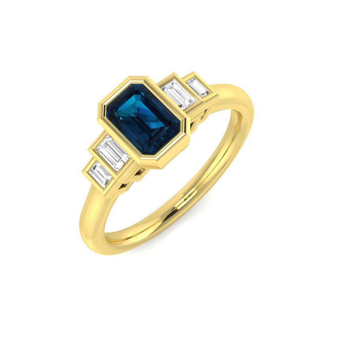 London Blue Topaz Ring in 9K Yellow Gold