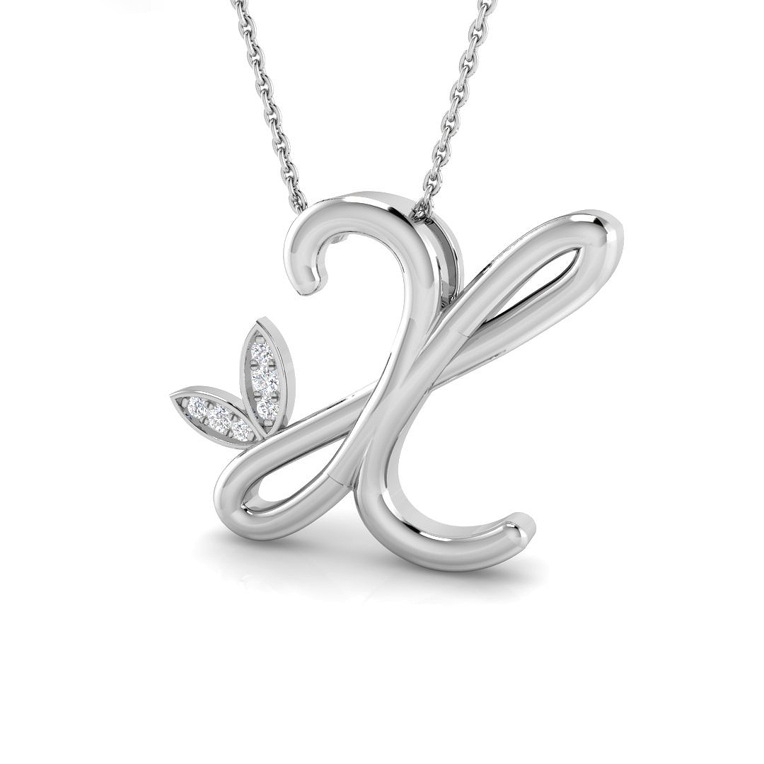 0.06ct Natural Diamond Initial Pendant in 9K White Gold