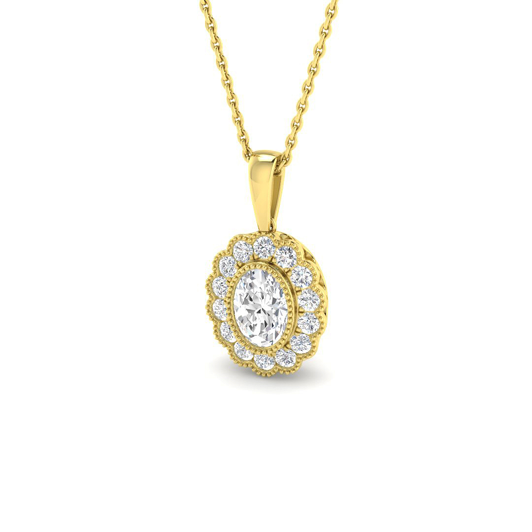 1.10ct Lab-Grown Diamond Vintage Pendant in 9K Yellow Gold