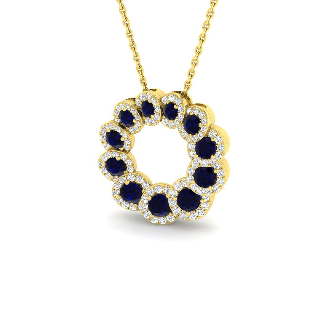 Blue Sapphire Pendant in 18K Yellow Gold
