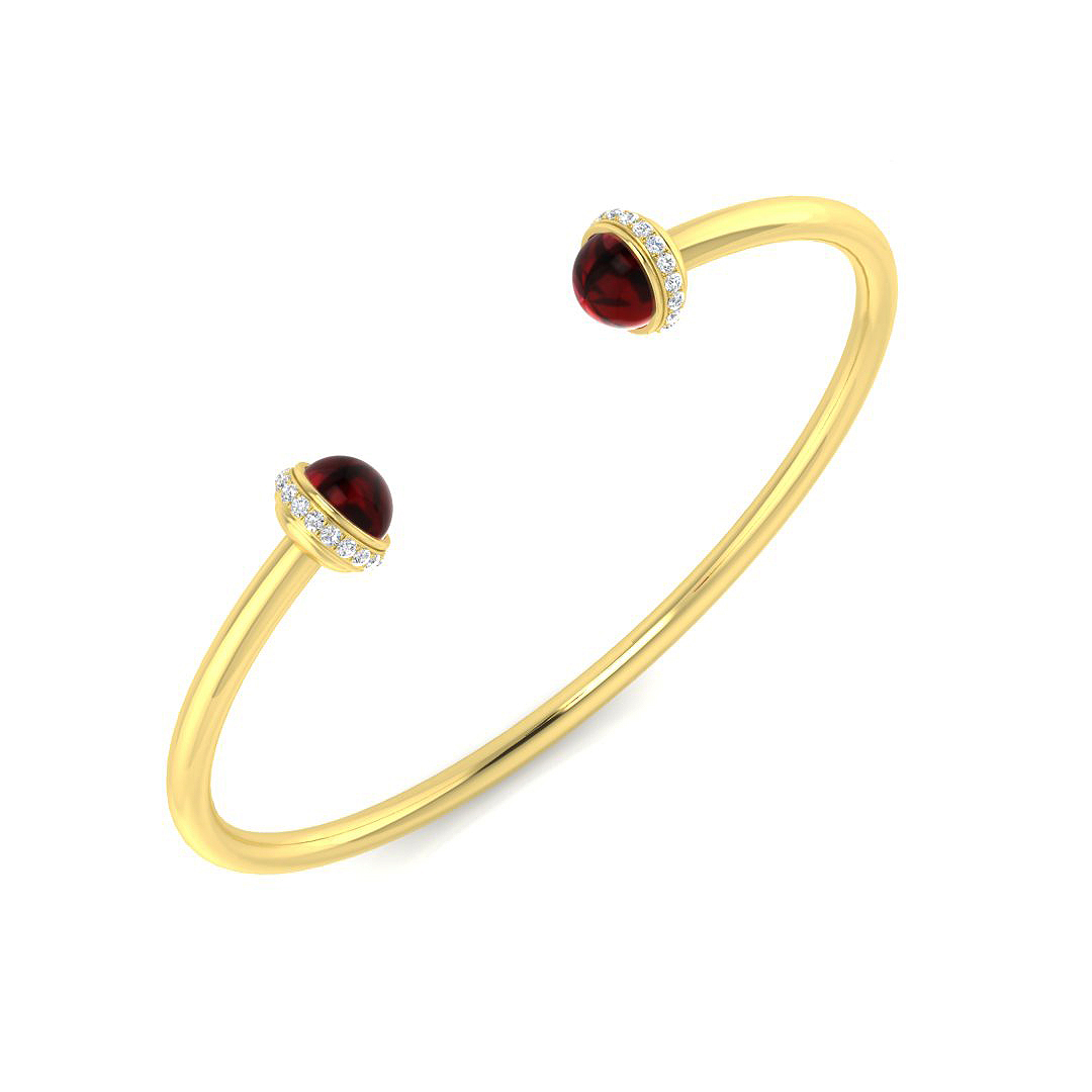 Gemstone Torque Bangle in 9K Yellow Gold