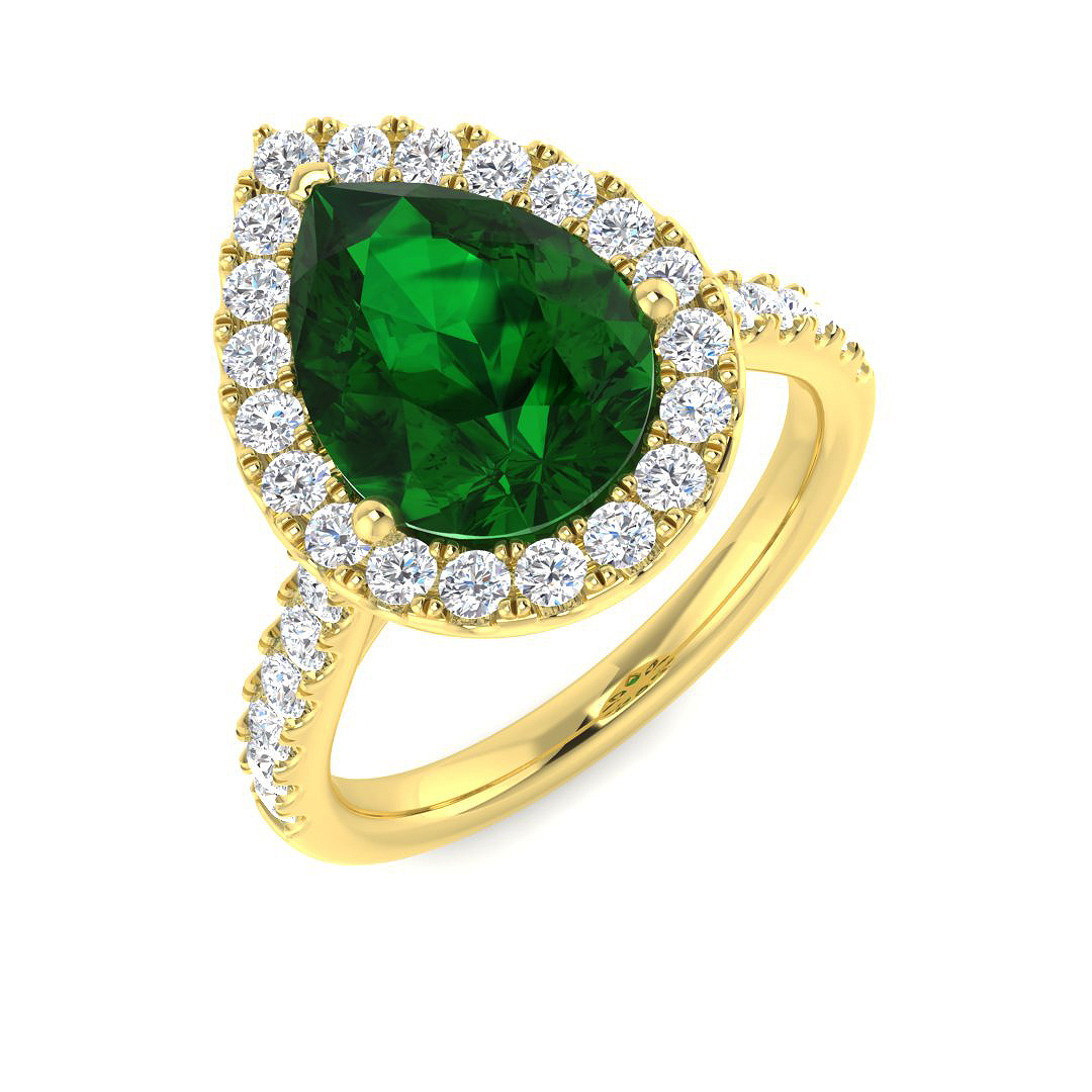 3.29ct Lab-Grown Diamond Emerald Ring in 9K Yellow Gold