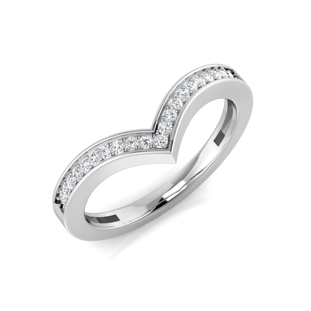 0.10ct Natural Diamond Wishbone Ring in 18K White Gold