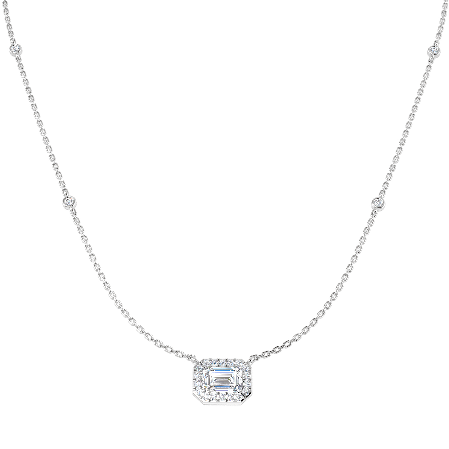 1.37ct Lab-Grown Diamond Halo Necklace in 9K White Gold