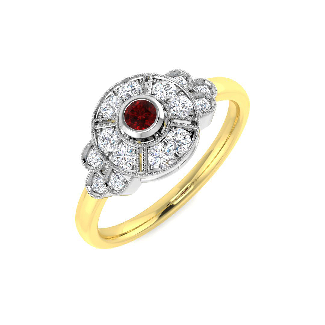 Ruby Ring in 9K Two Tone