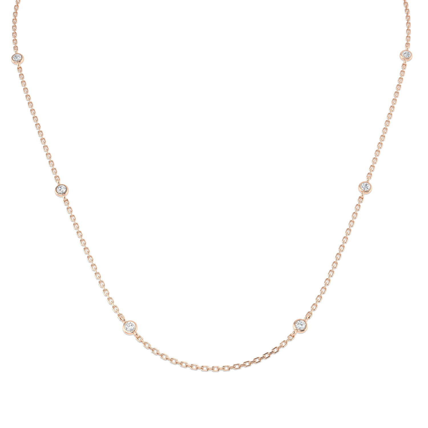 0.25ct Natural Diamond Spectacle Necklace in 18K Rose Gold
