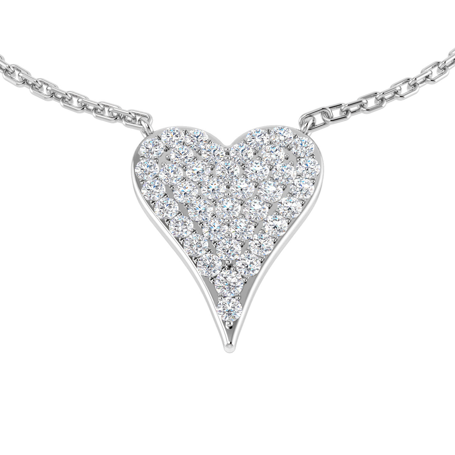 0.34ct Natural Diamond Heart Necklace in 18K White Gold