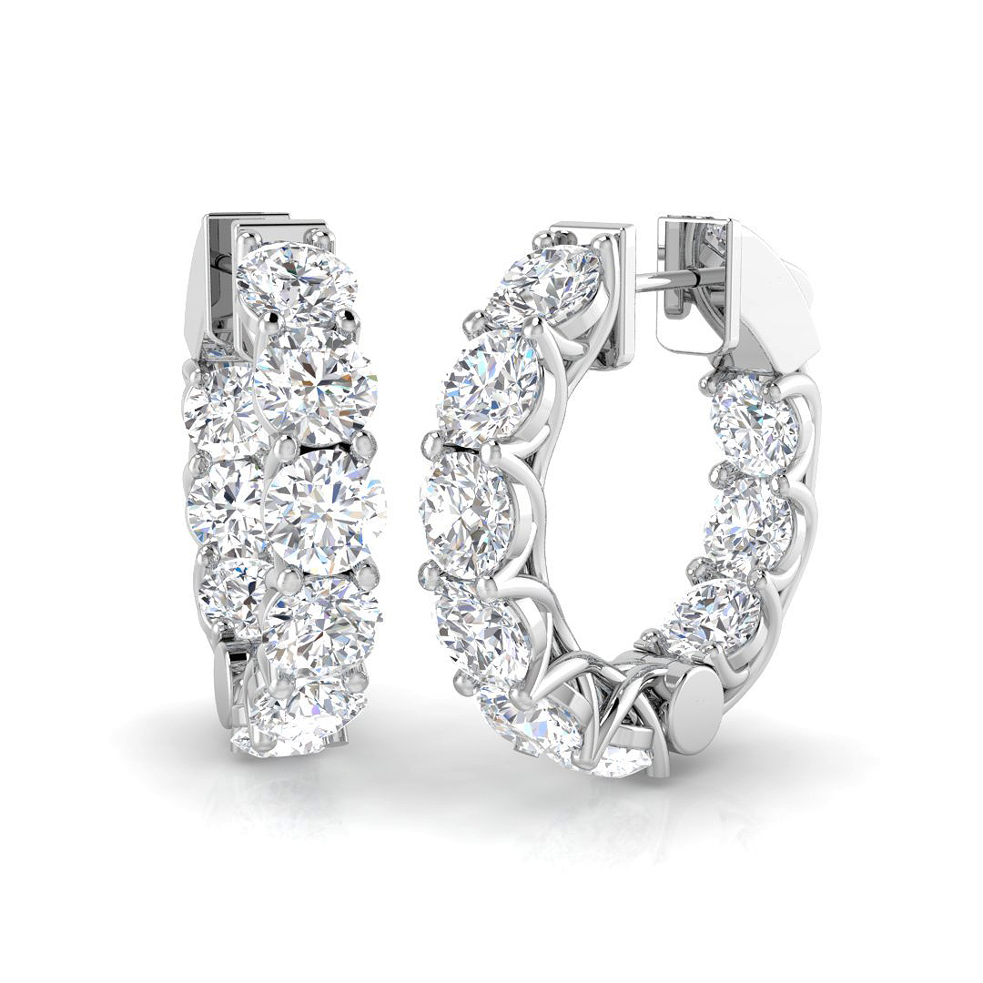 8.74ct Natural Diamond Hoops Earrings in 18K White Gold
