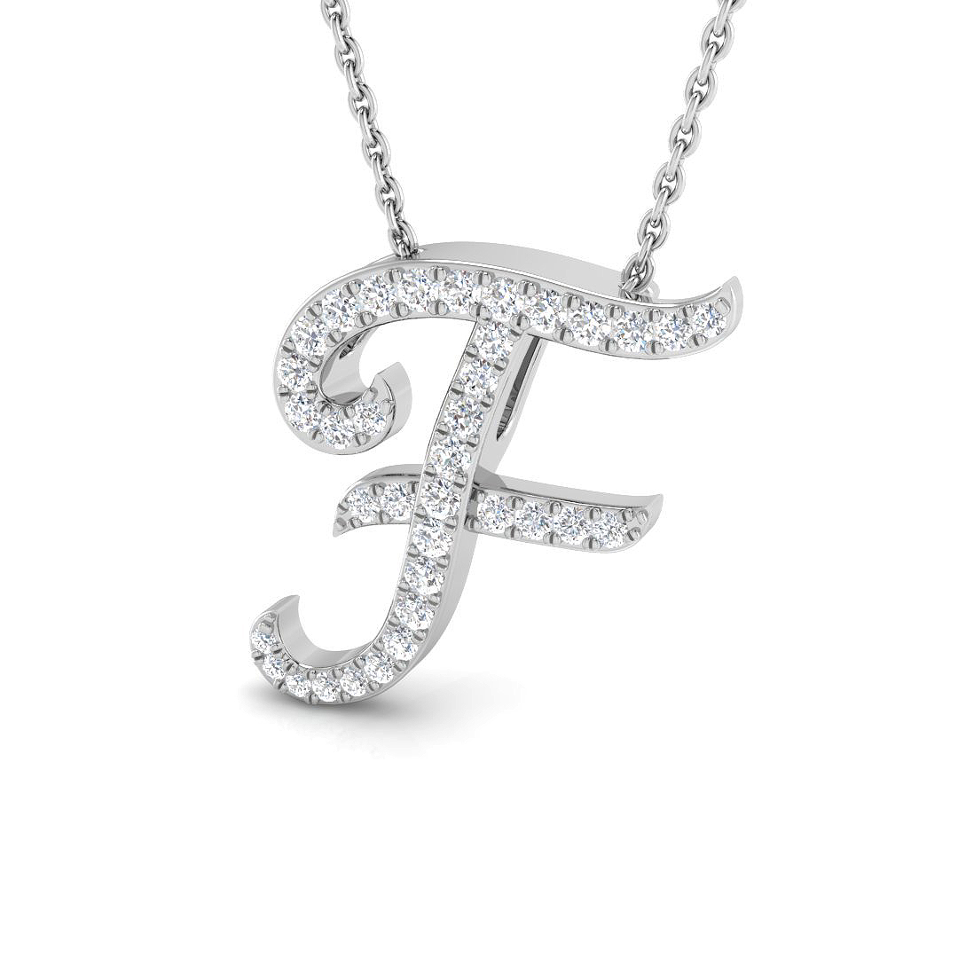 0.25ct Natural Diamond Initials Pendant in 9K White Gold
