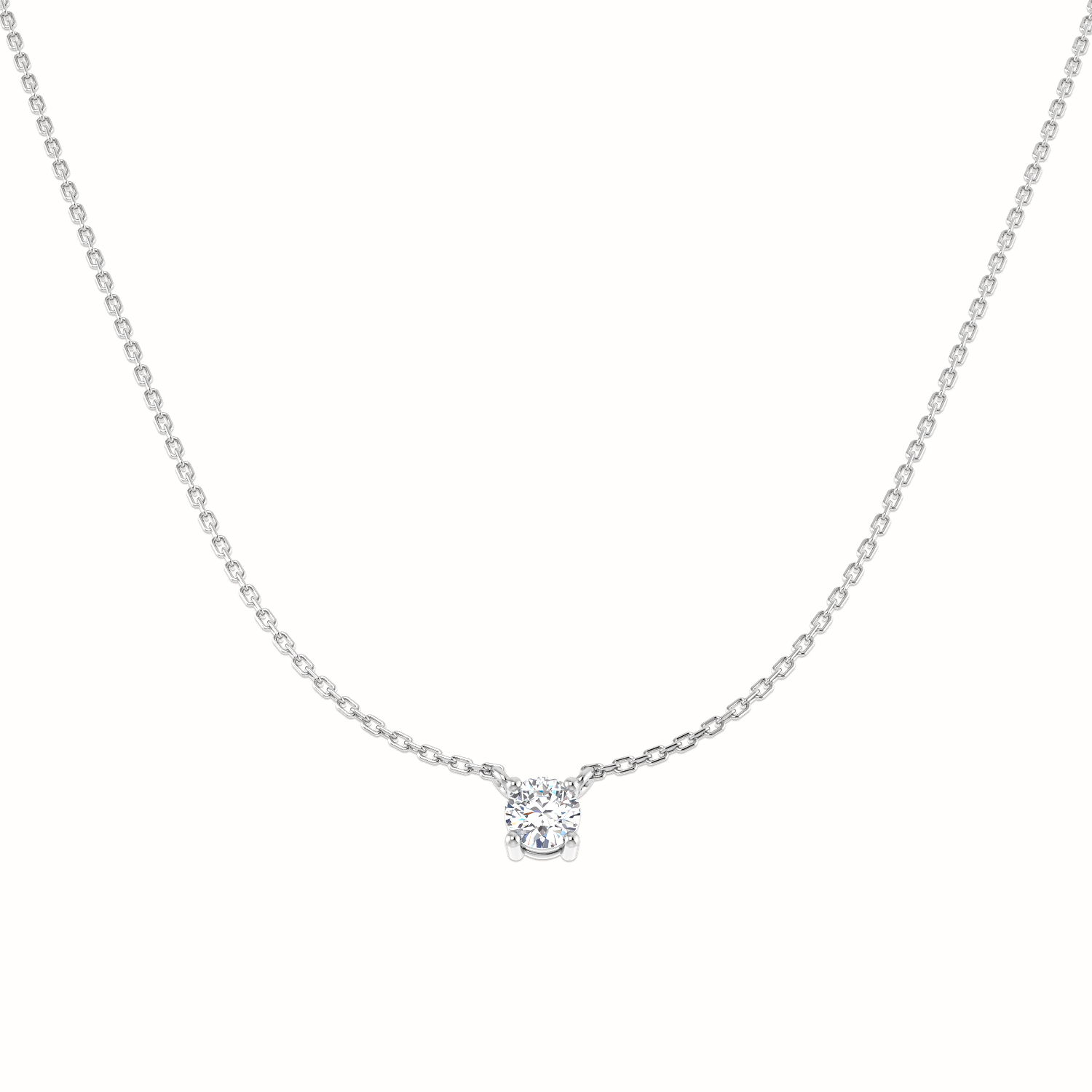 0.30ct Natural Diamond Solitaire Necklace in 18K White Gold
