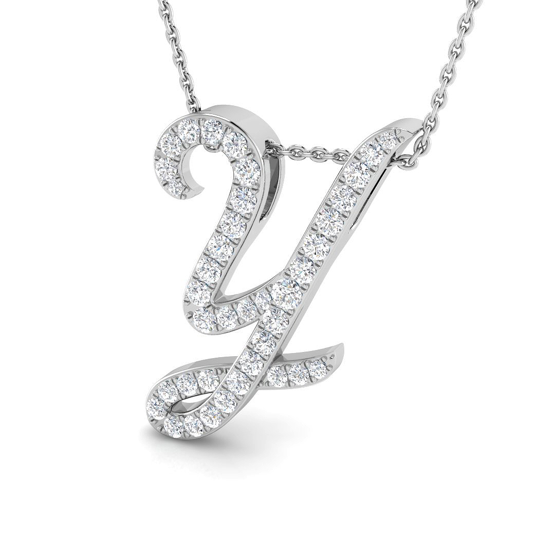0.55ct Natural Diamond Initials Pendant in 9K White Gold