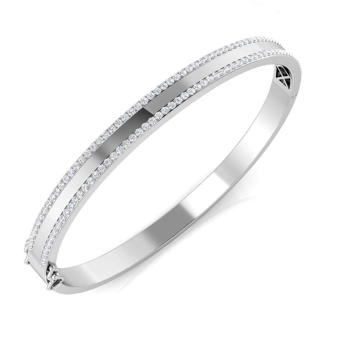 1.05ct Natural Diamond Fancy Bangle in 9K White Gold