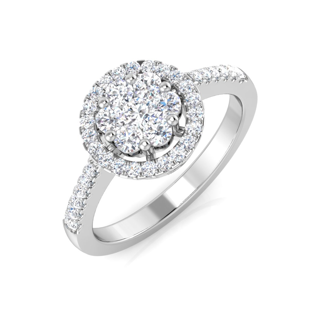 0.45ct Natural Diamond Cluster Ring in 18K White Gold