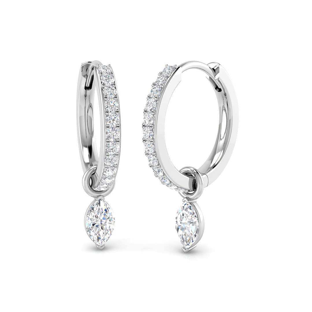 0.58ct Natural Diamond Drop & Trilogy Earrings in 18K White Gold