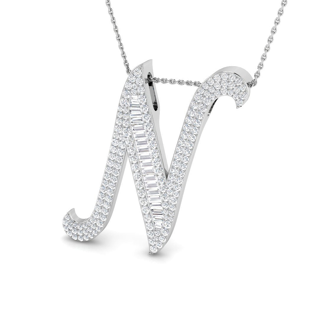 1.75ct Natural Diamond Initials Pendant in 9K White Gold