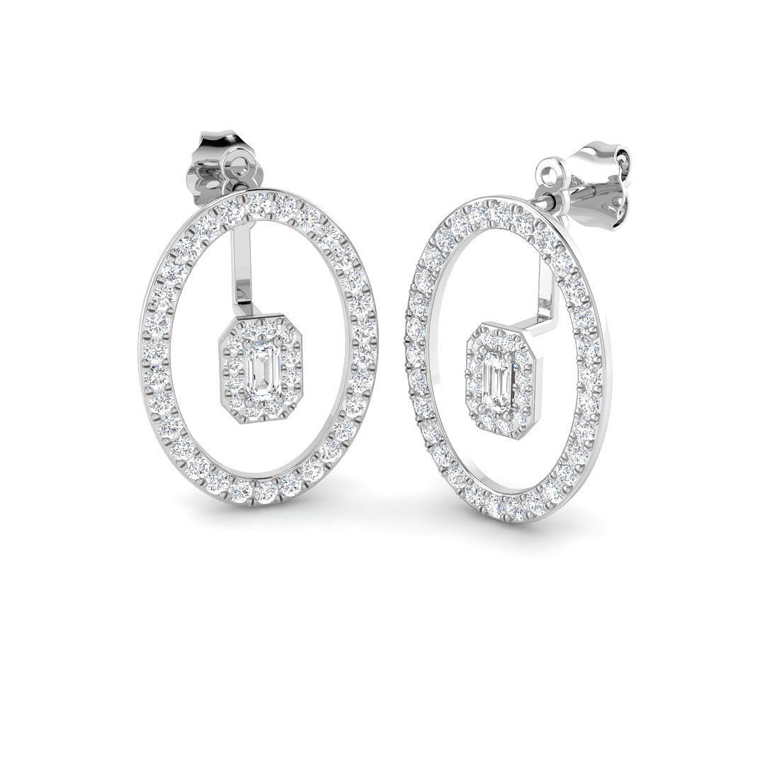 1.09ct Lab-Grown Diamond Drop & Trilogy Earrings in 9K White Gold