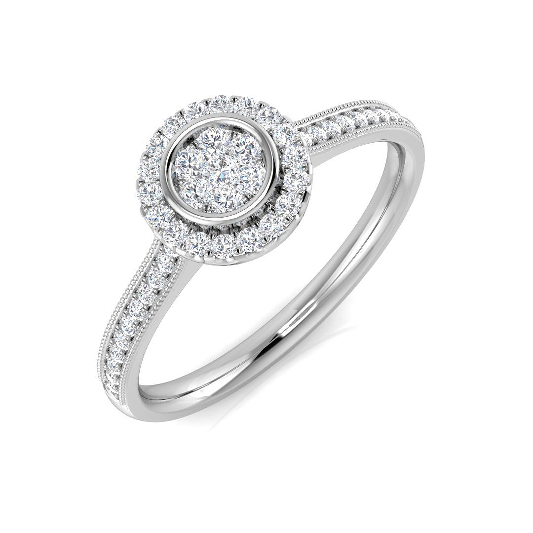 0.21ct Natural Diamond Cluster Ring in 18K White Gold