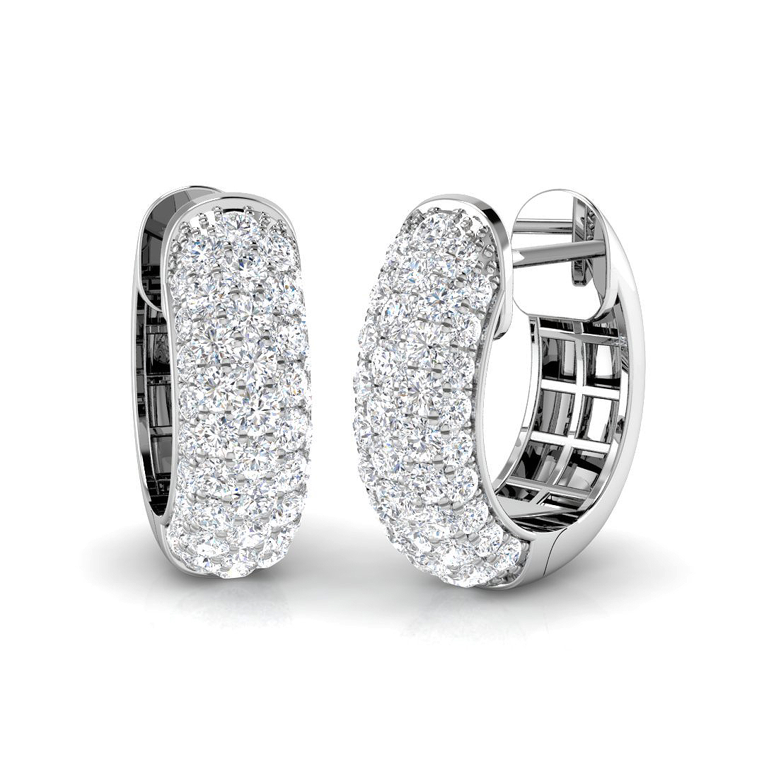 1.72ct Natural Diamond Hoops Earrings in 18K White Gold