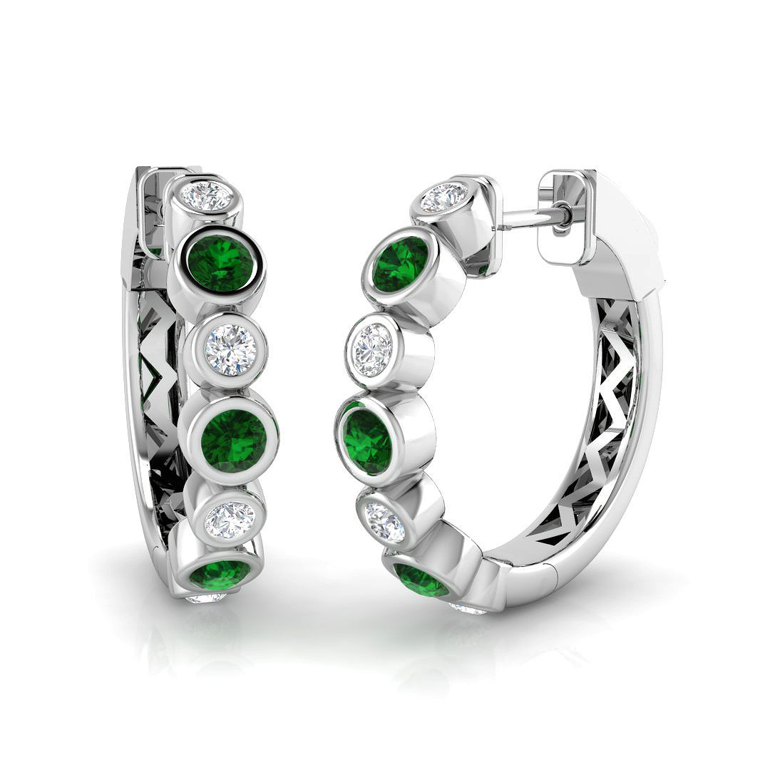 Emerald Earrings in 18K White Gold