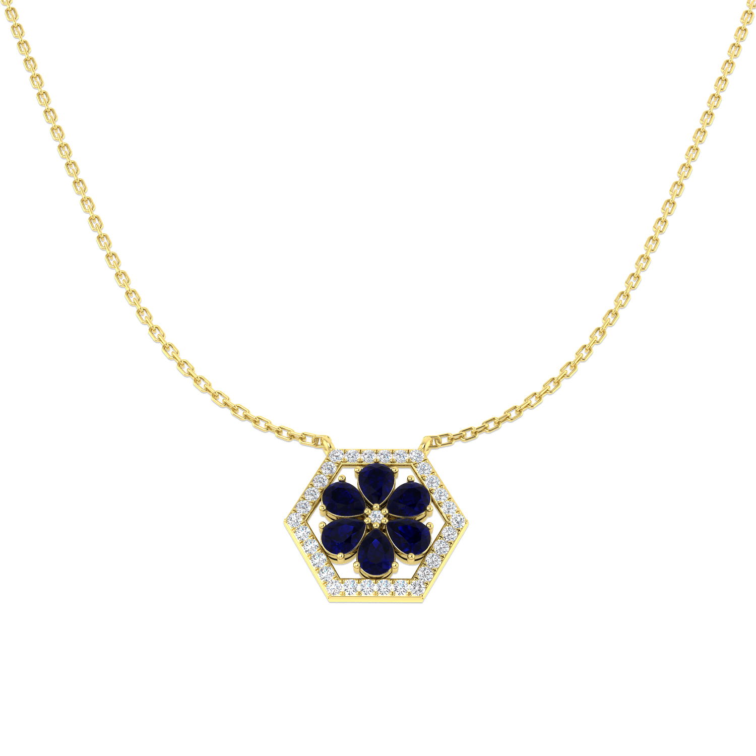 Blue Sapphire Necklace in 9K Yellow Gold