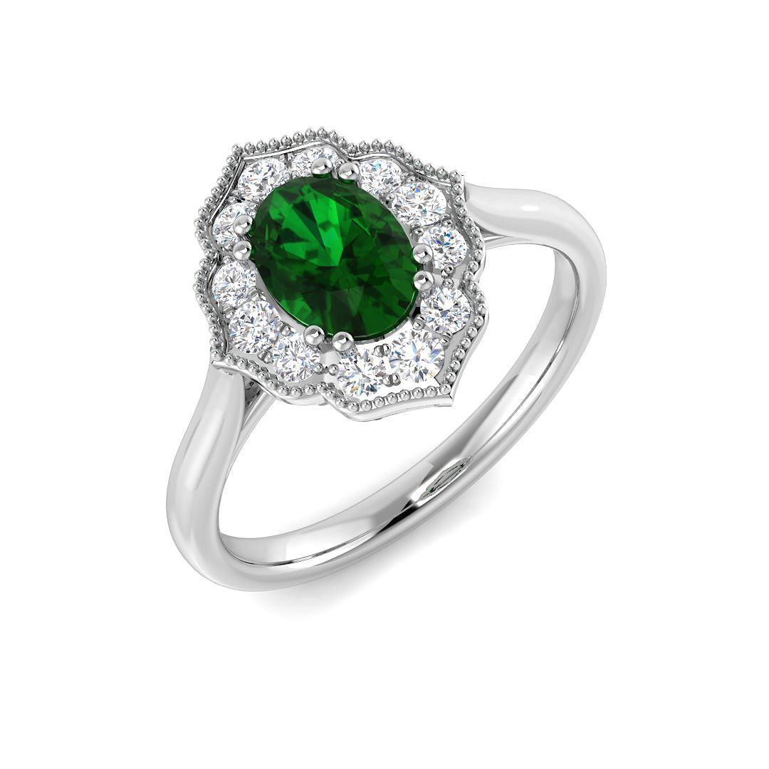 1.12ct Lab-Grown Diamond Emerald Ring in 9K White Gold
