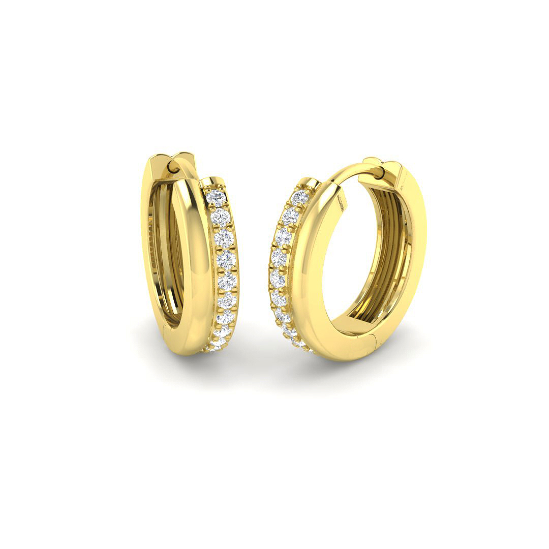 0.19ct Natural Diamond Hoop Earrings in 9K Yellow Gold
