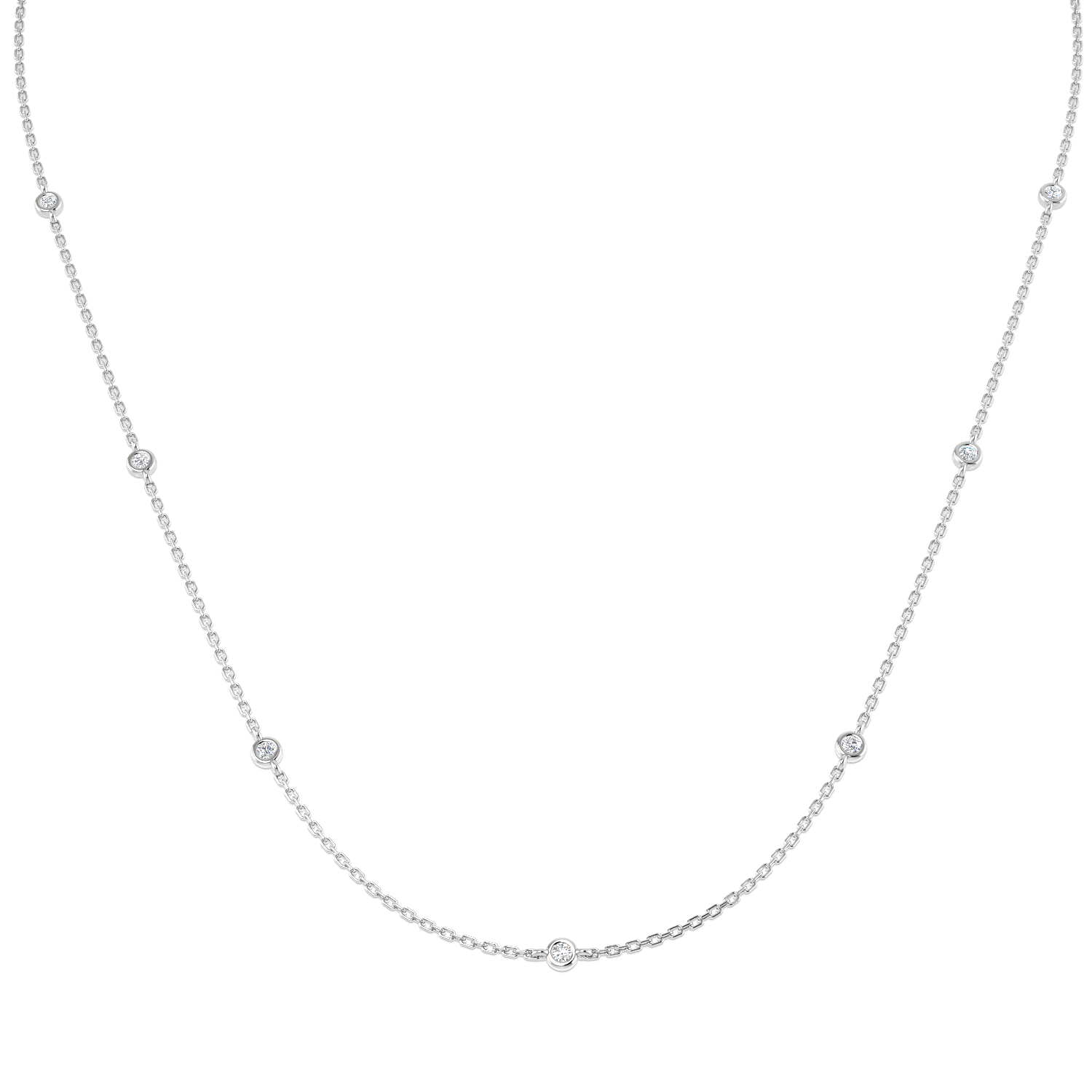 0.32ct Natural Diamond Spectacle Necklace in 18K White Gold