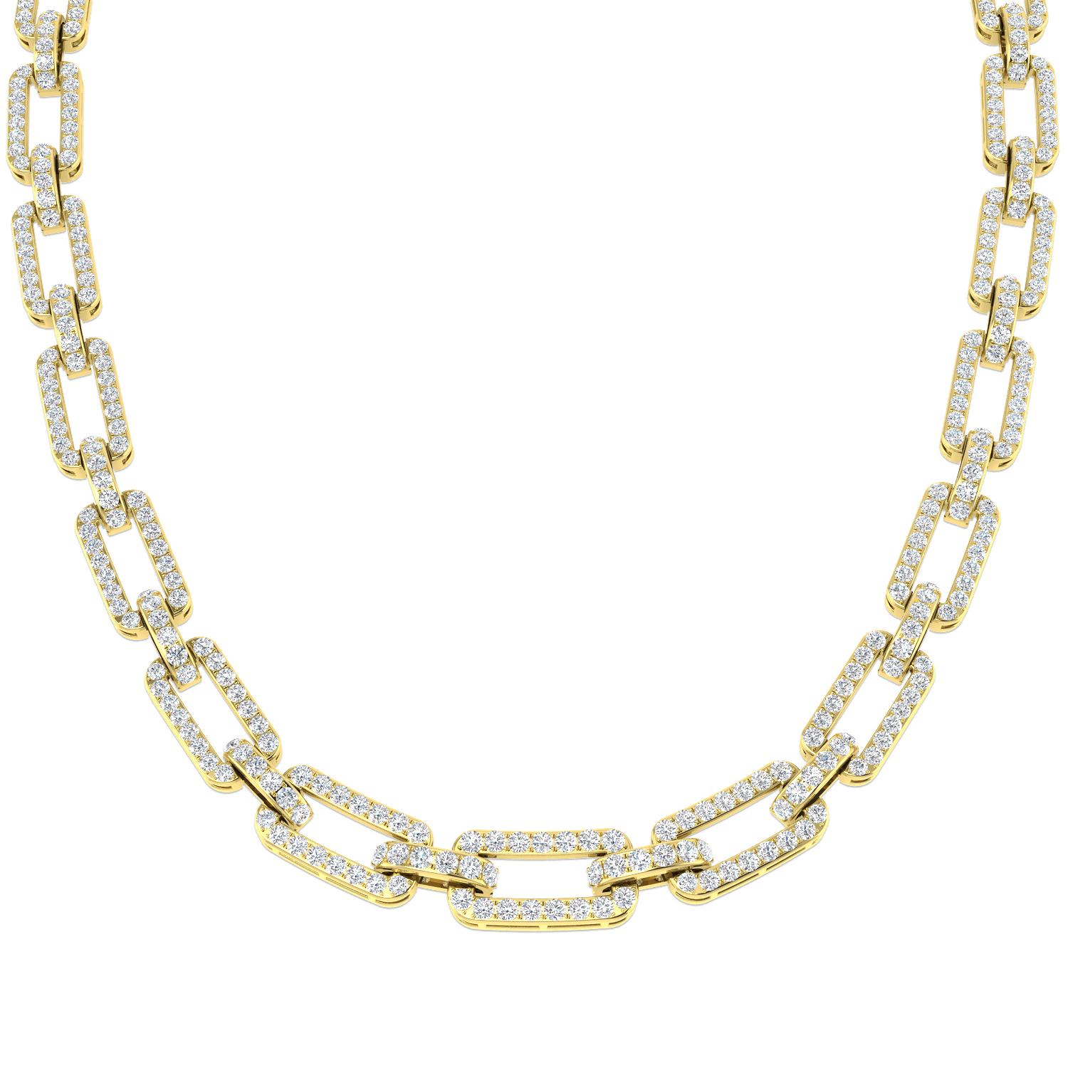 11.96ct Natural Diamond Paper Clip Necklace in 9K Yellow Gold