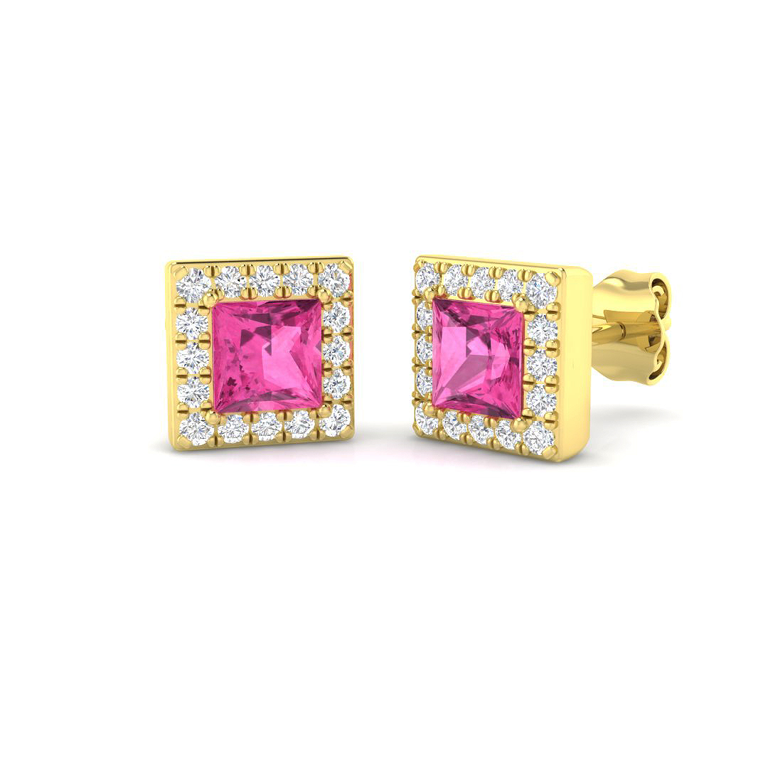 Pink Sapphire Earrings in 9K Yellow Gold