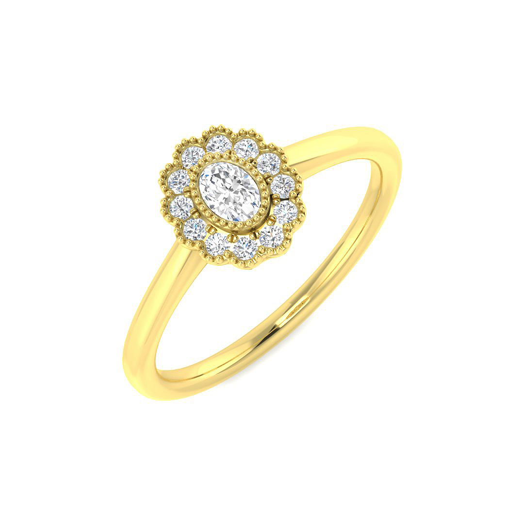 0.23ct Natural Diamond Vintage Ring in 9K Yellow Gold