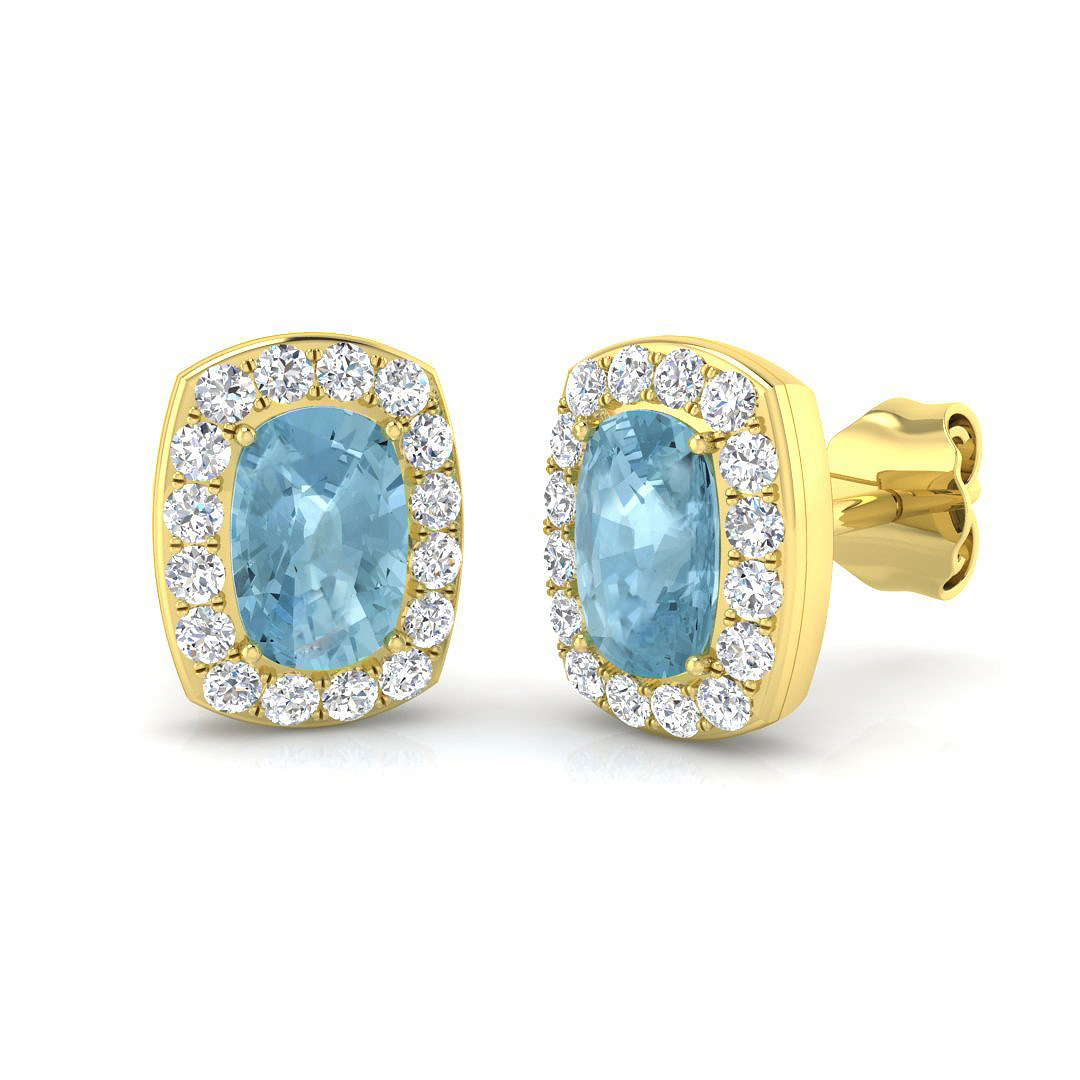 Aquamarine Earrings in 9K Yellow Gold