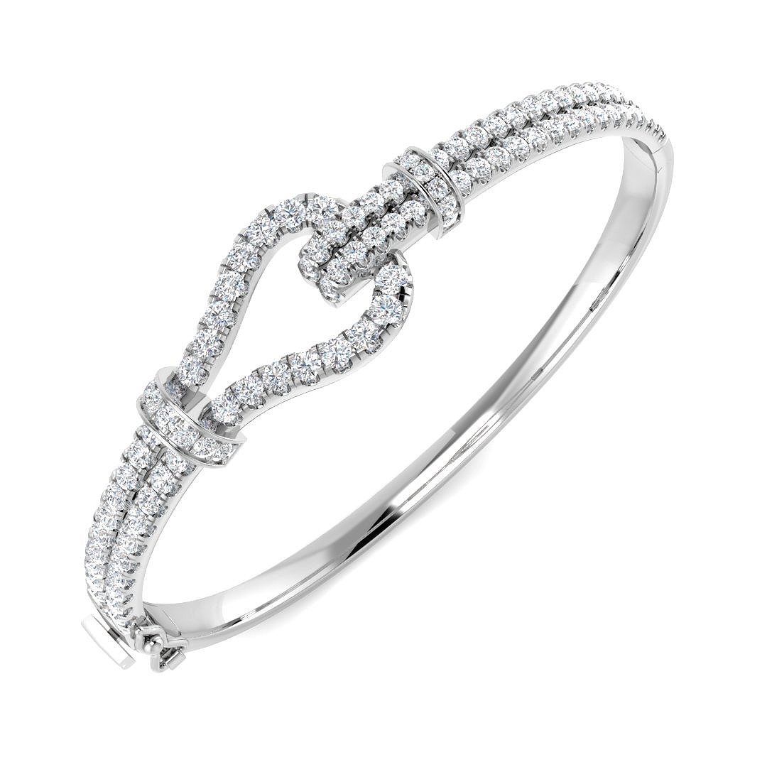 3.23ct Lab-Grown Diamond Fancy Bangle in 9K White Gold