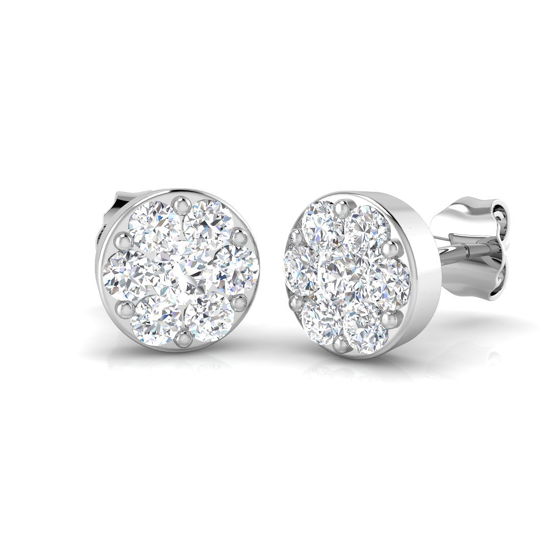 0.72ct Natural Diamond Cluster Earrings in 9K White Gold