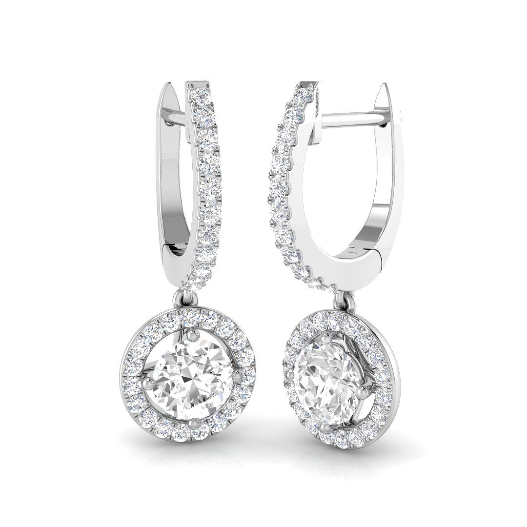 1.34ct Natural Diamond Drop & Trilogy Earrings in 18K White Gold
