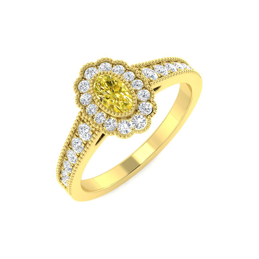 Halo Ring in 9K Yellow Gold