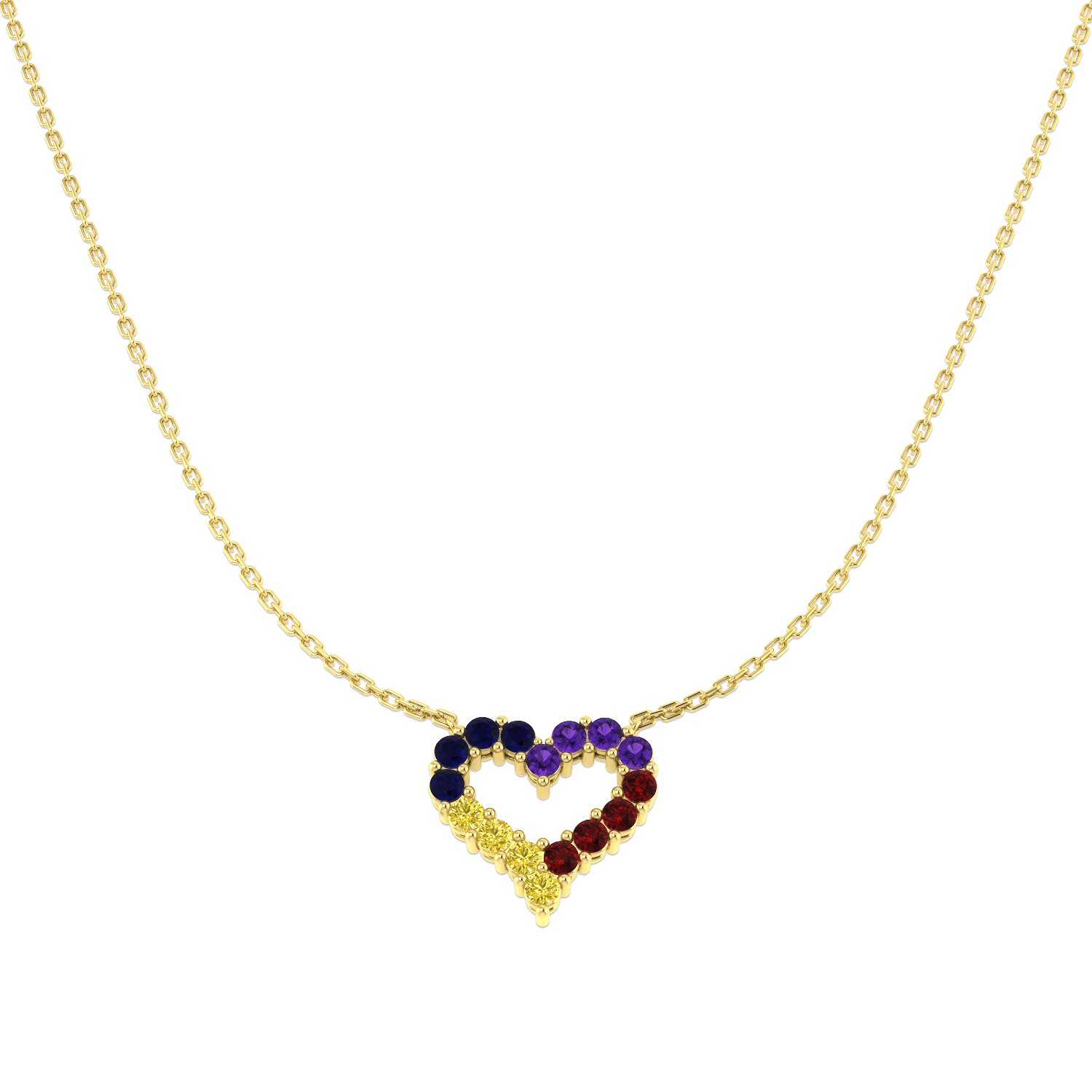 Multi Sapphire Necklace in 9K Yellow Gold