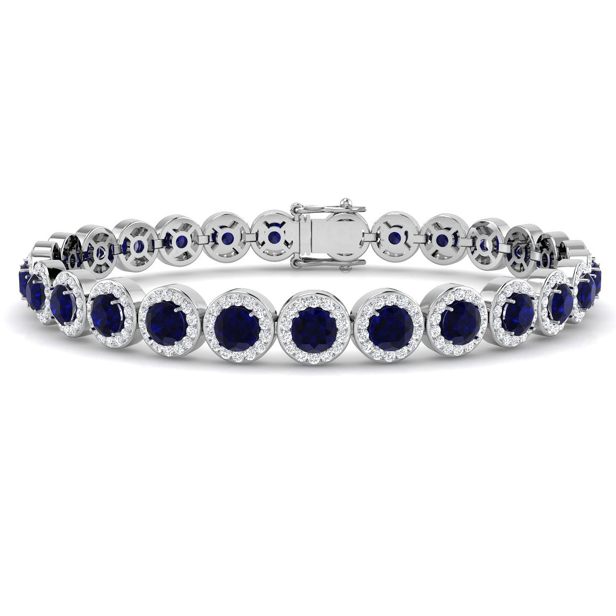 Blue Sapphire Bracelet in 18K White Gold