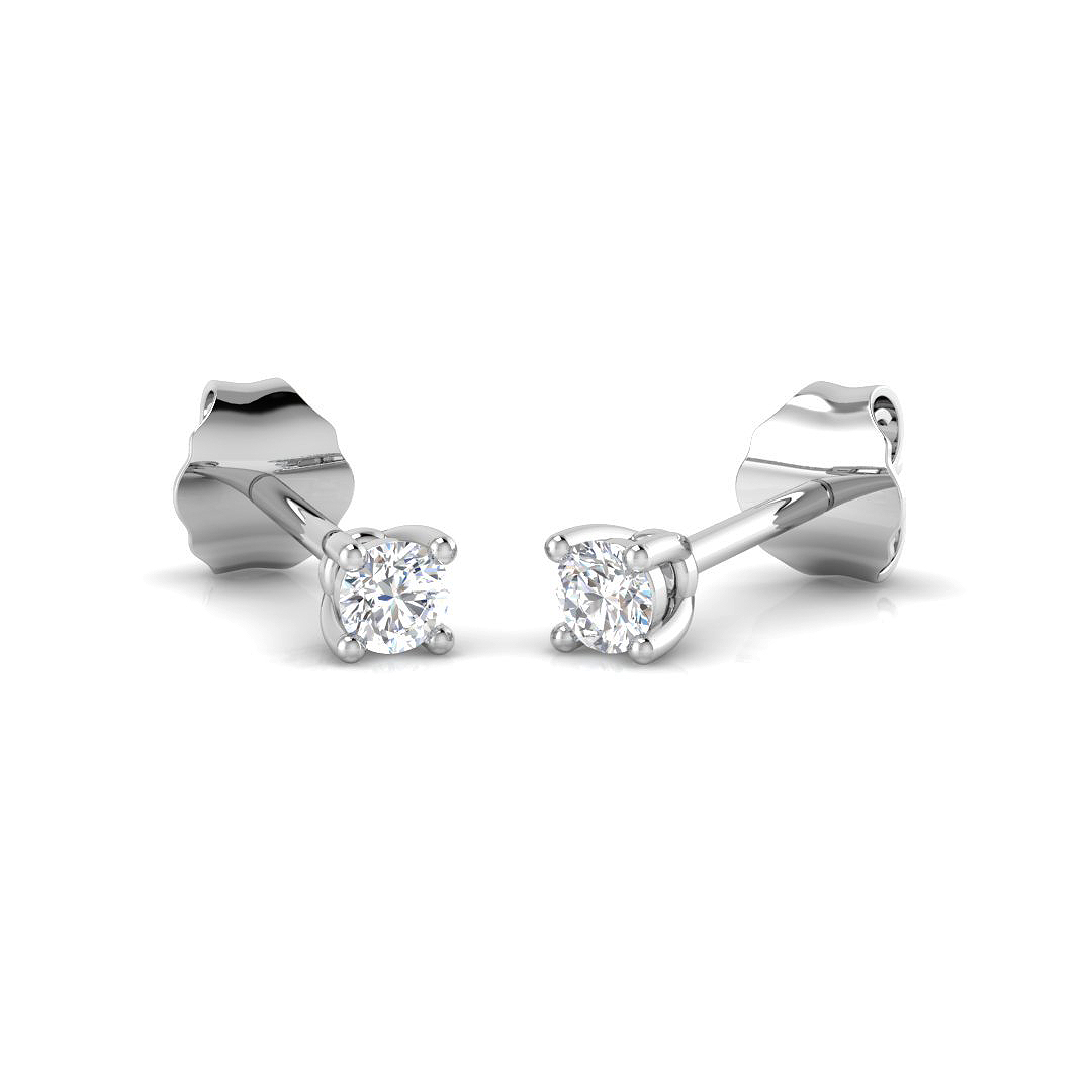 0.10ct Natural Diamond Solitaire Earrings in 9K White Gold