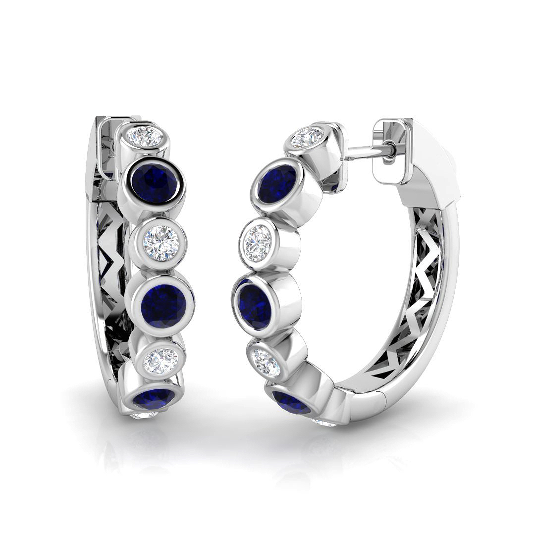Blue Sapphire Earrings in 18K White Gold