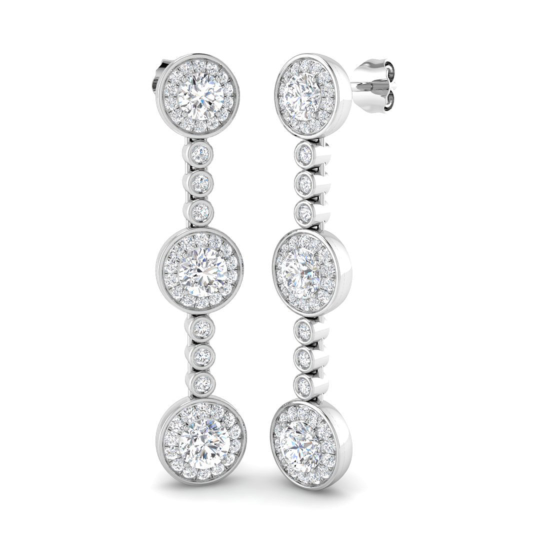 2.85ct Lab-Grown Diamond Drop & Trilogy Earrings in 9K White Gold