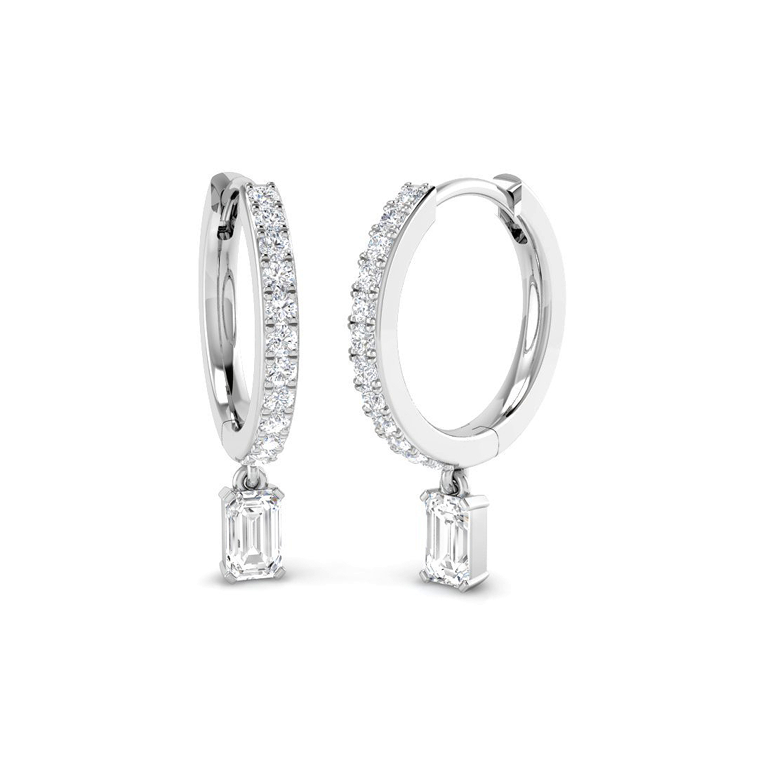 0.56ct Natural Diamond Drop & Trilogy Earrings in 18K White Gold