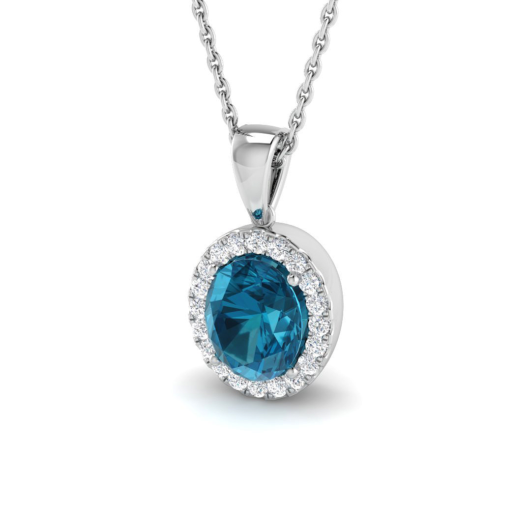 Multi Sapphire Pendant in 9K White Gold