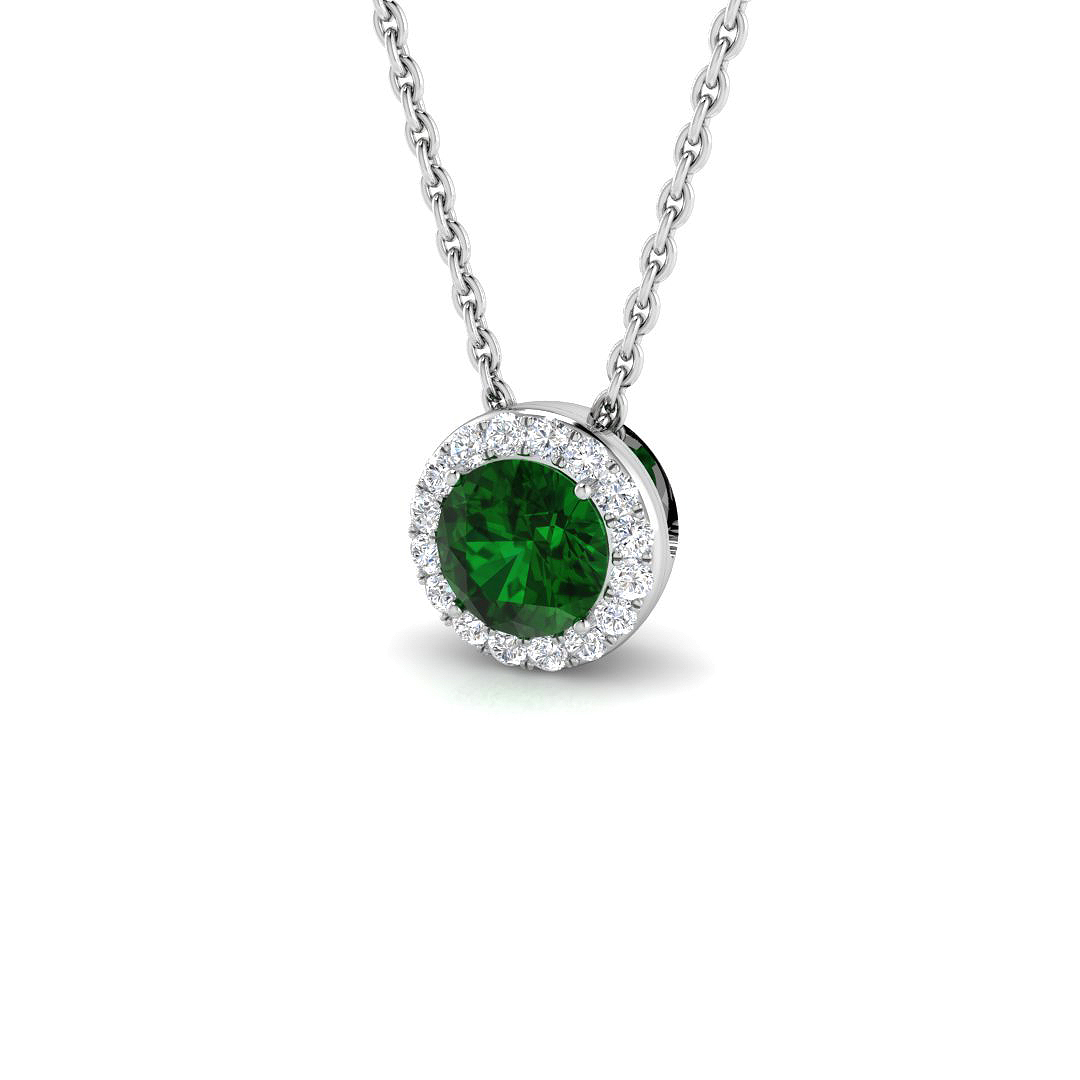 Emerald Pendant in 18K White Gold