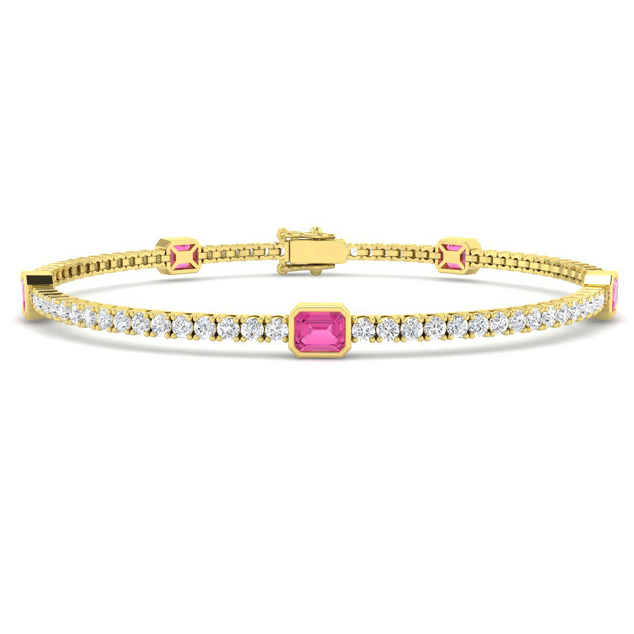 Pink Sapphire Bracelet in 18K Yellow Gold