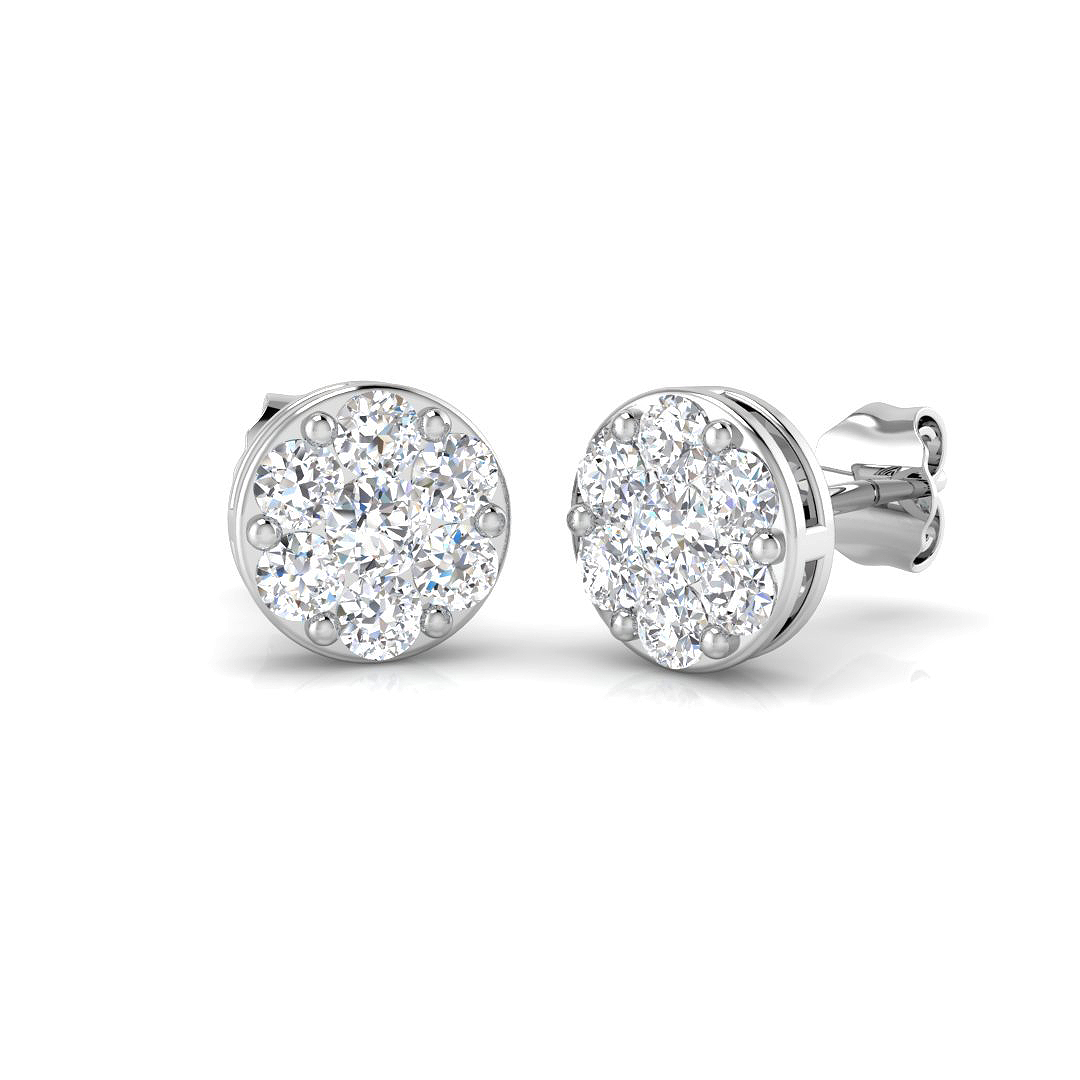 0.88ct Natural Diamond Cluster Earrings in 9K White Gold