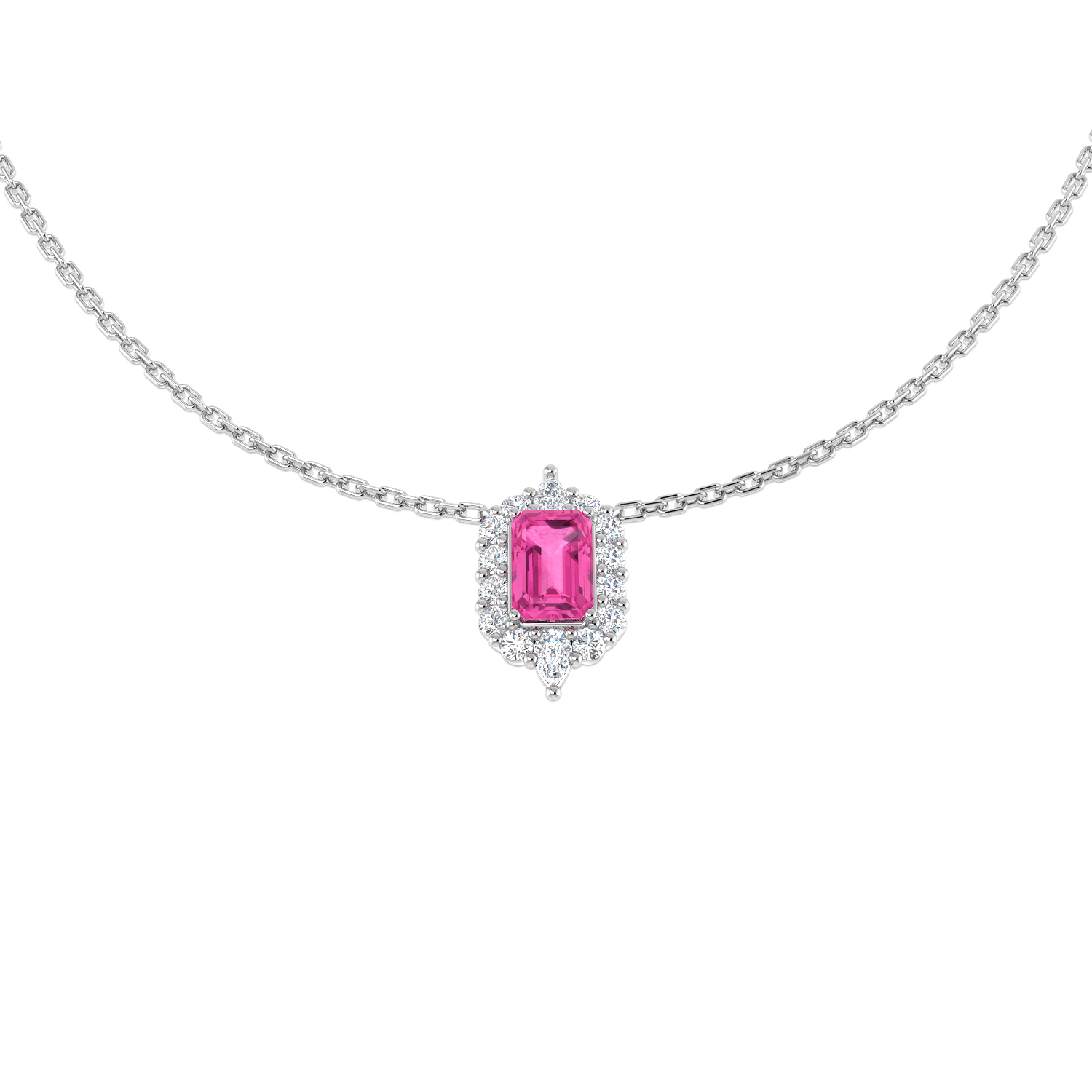 Pink Sapphire Necklace in 18K White Gold