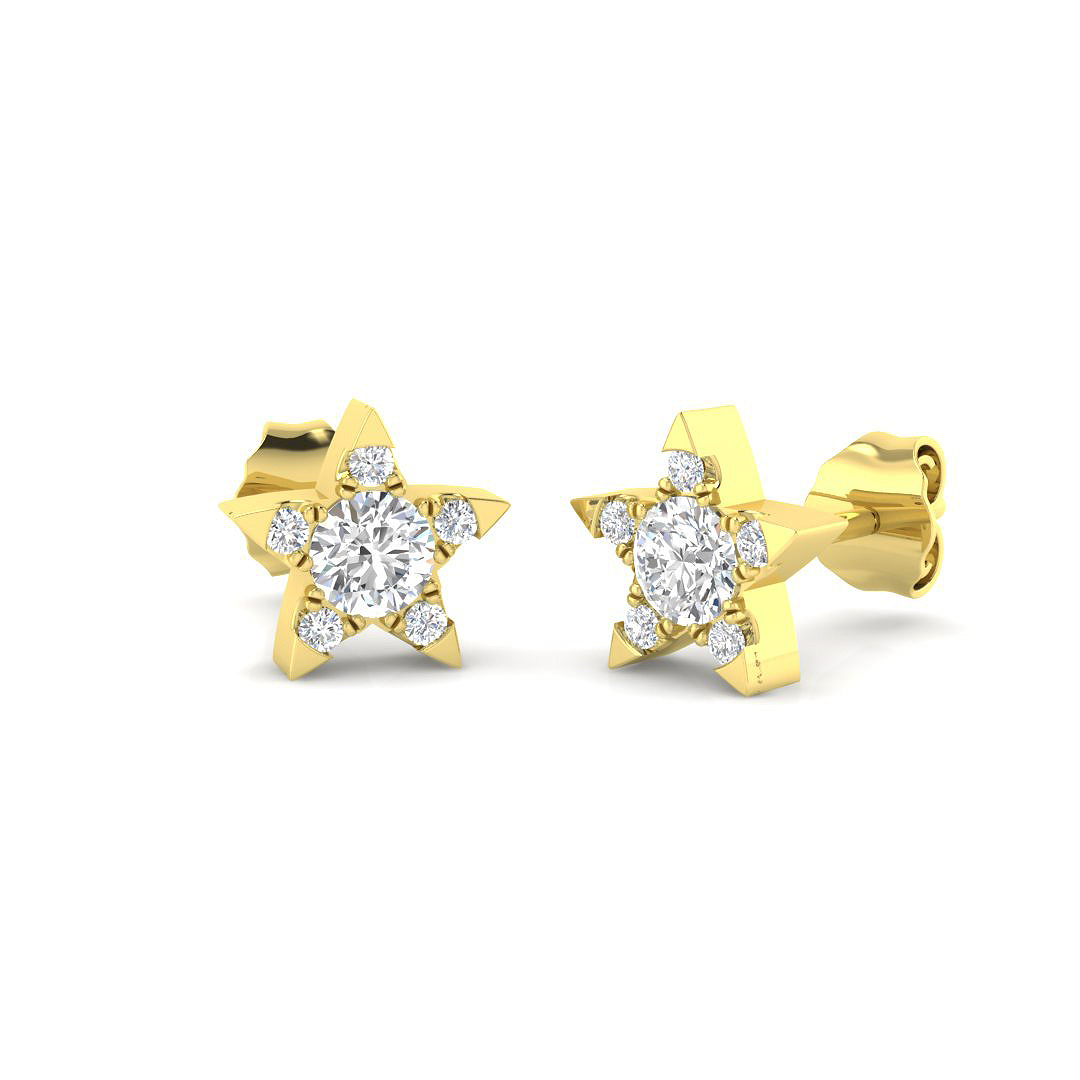0.48ct Natural Diamond Shape Earrings in 9K Yellow Gold