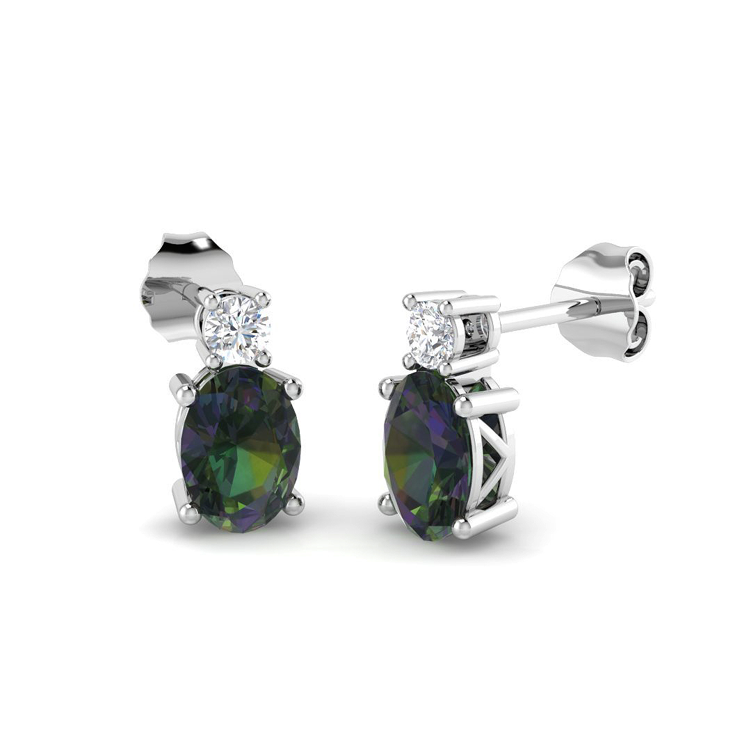 Teal Sapphire Earrings in 9K White Gold