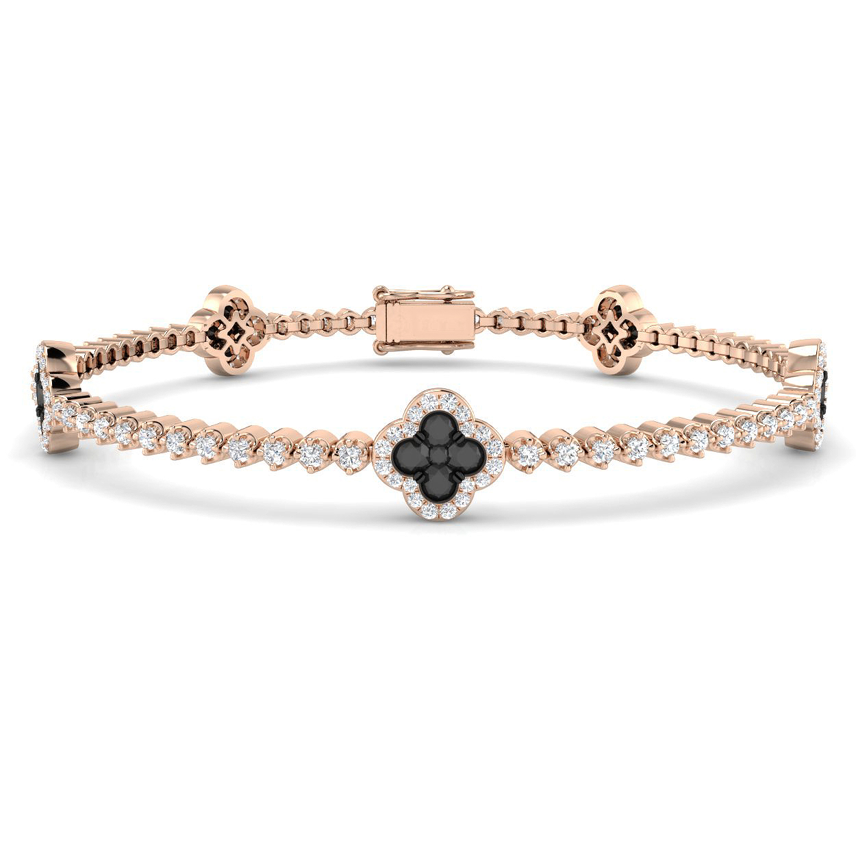 2.40ct Natural Diamond Clover Bracelet in 9K Rose Gold