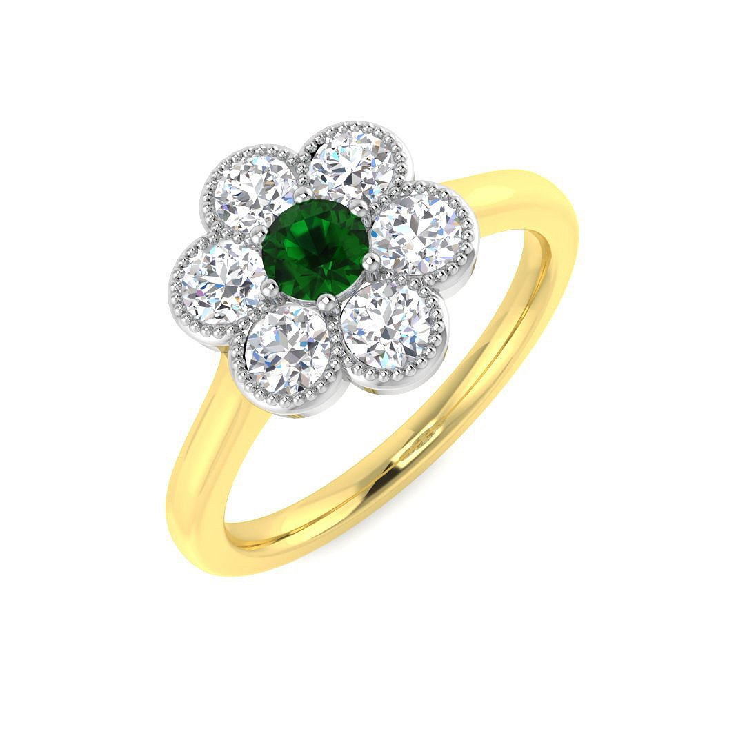 Emerald Ring in 9K Two Tone